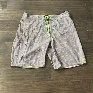 Stussy Cargo Board Shorts Swim Trunks Suit Surfing Unlined Stripe Mens Size 38